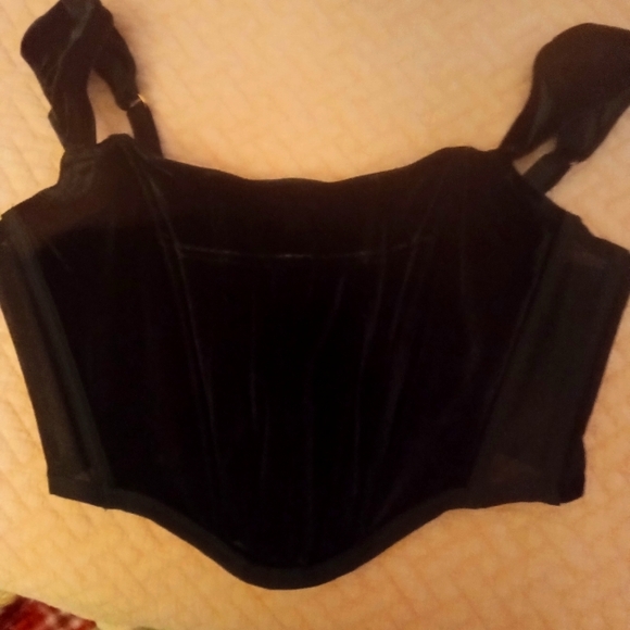 WT VICTORIA'S SECRET BLACK VELVET BUSTIER - Picture 1 of 4